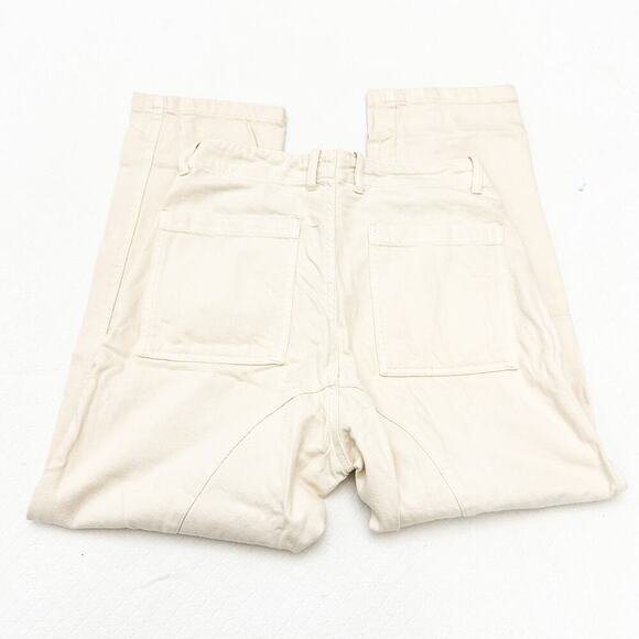 Zara The Marine Straight Cream Carpenter Style Denim Jeans Size Small - Picture 5 of 7